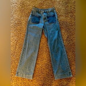 SHEIN, size small; fits like a 27 or 28, light jean with slightly darker pockets